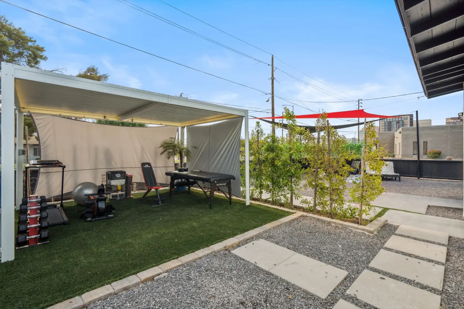 Private outdoor gym and training area