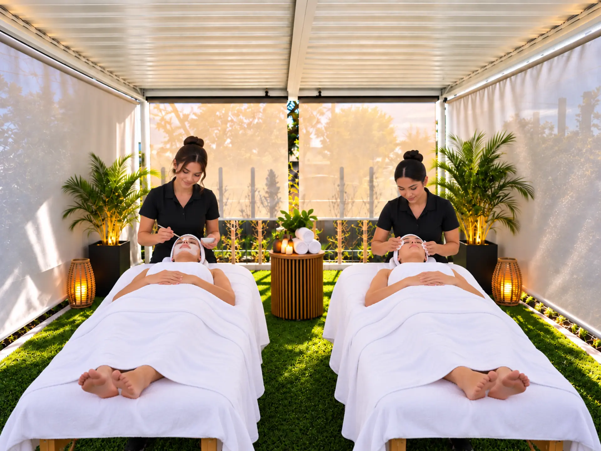 Facial treatment session for women