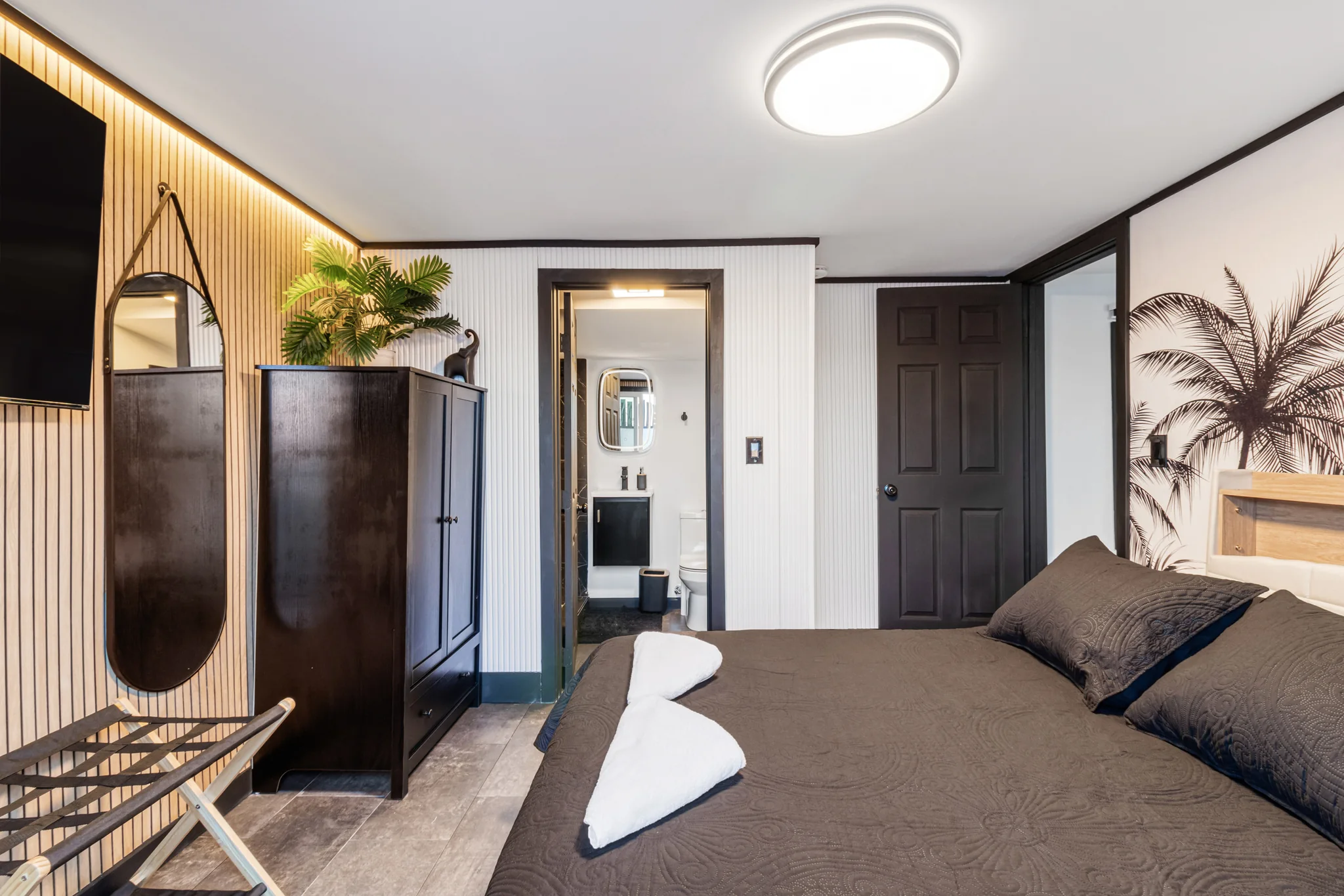 Solace bedroom with warm accent lighting